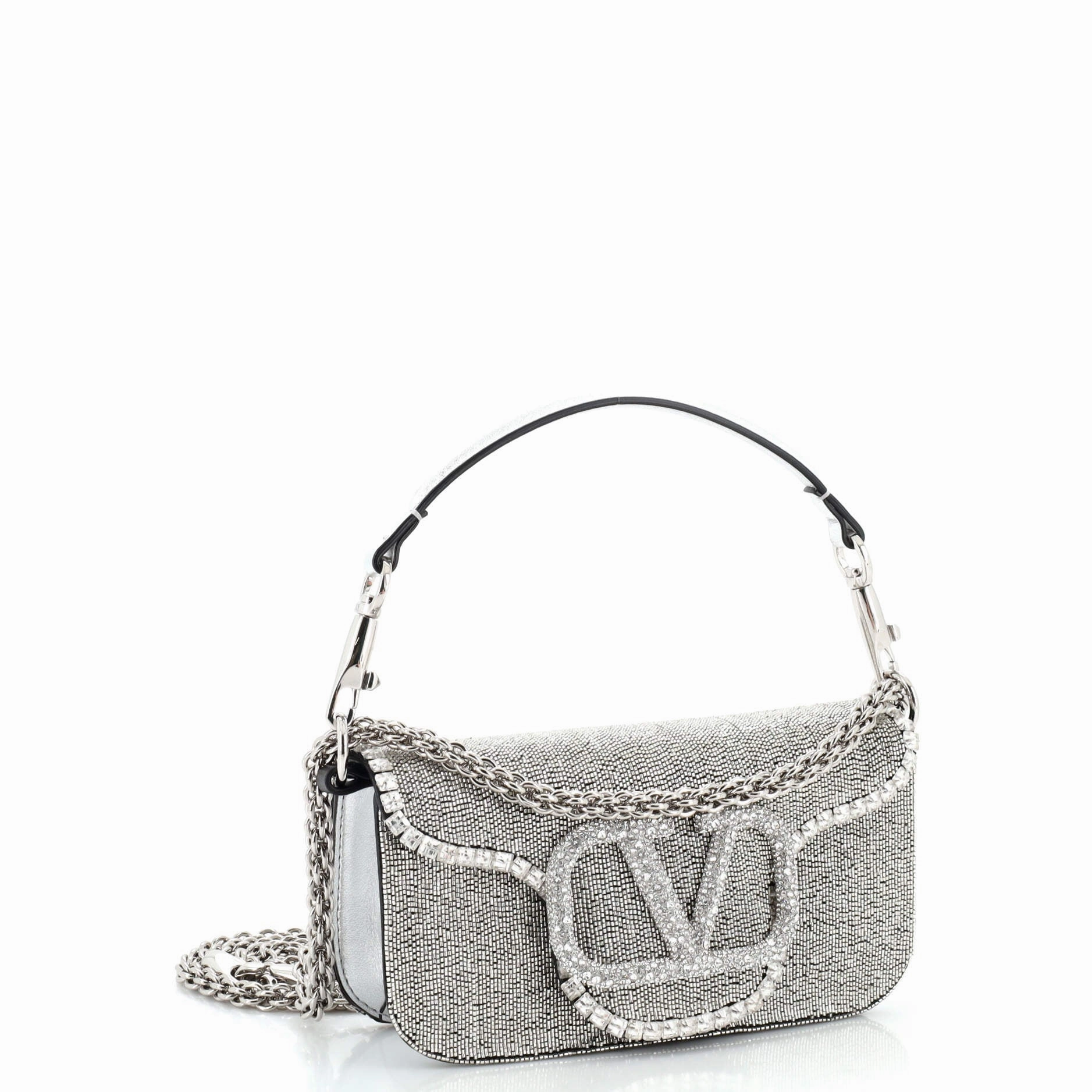 VLogo Loco Flap Shoulder Bag Embellished Leather Small