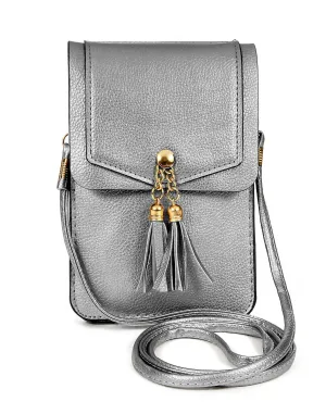 Women's Crossbody Cell Phone Bag In Metallic White