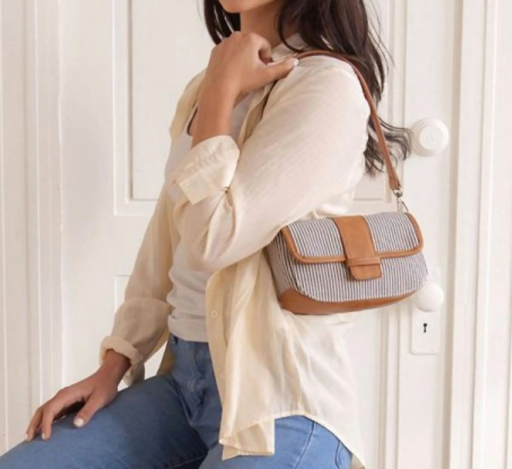 Women's Denim Carmen Canvas Crossbody Bag In Brown