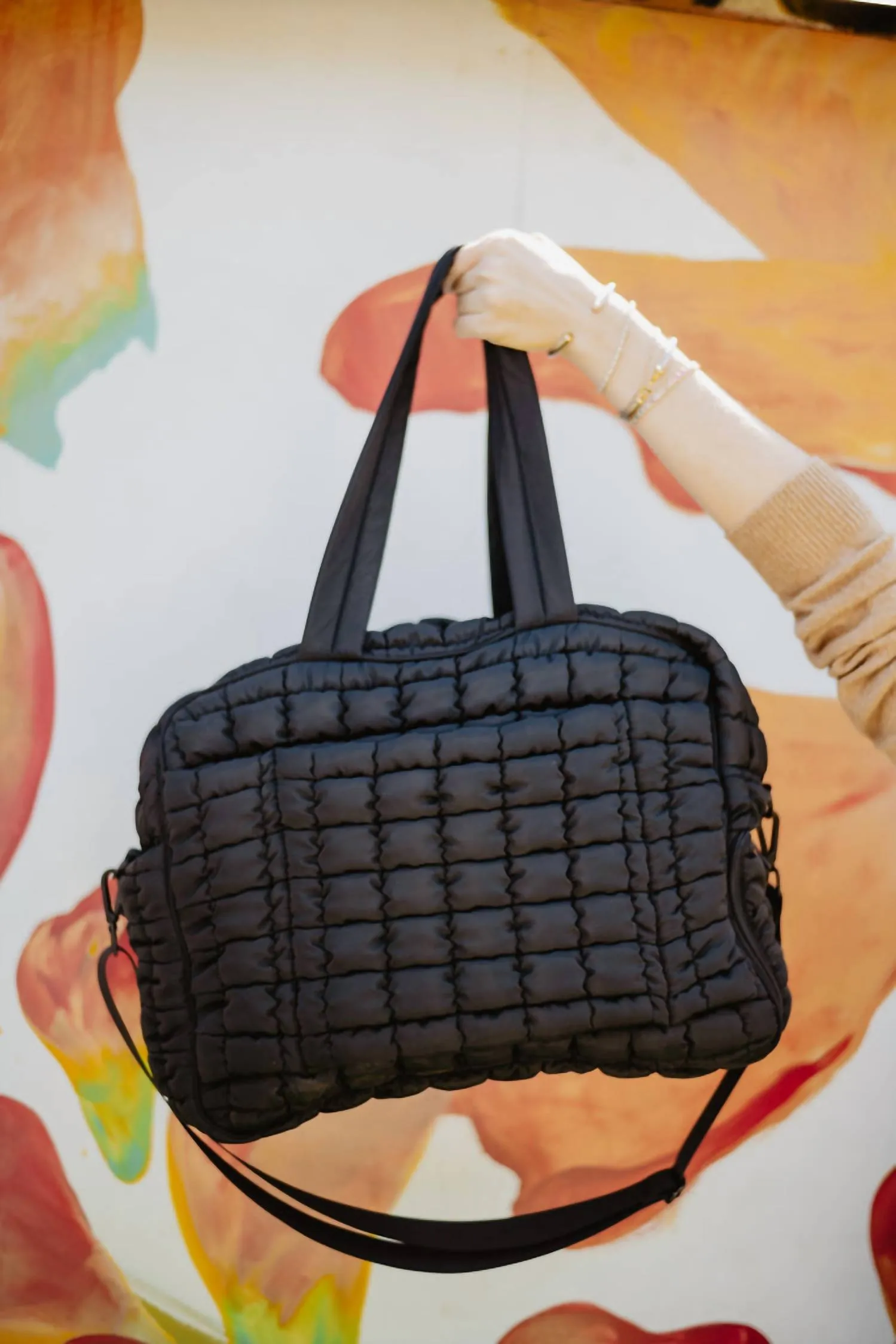 Women's Erica Quilted Weekend Duffel Bag In Black