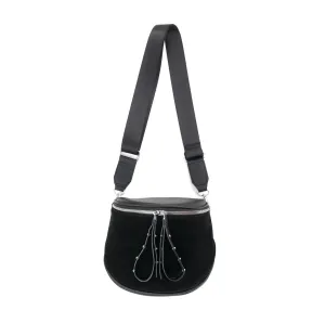 Women's Faux Suede Crossbody Bag In Black