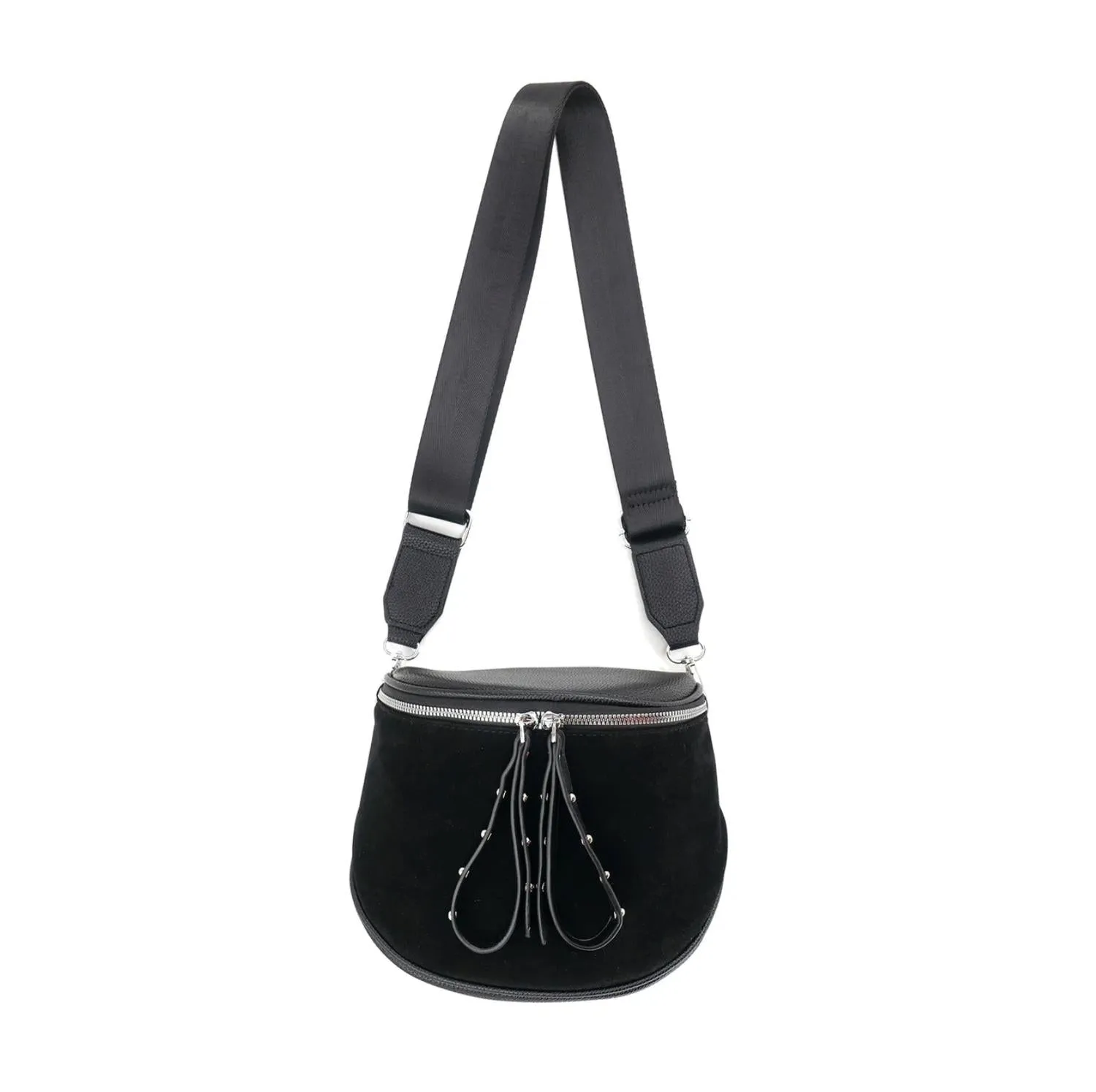 Women's Faux Suede Crossbody Bag In Black