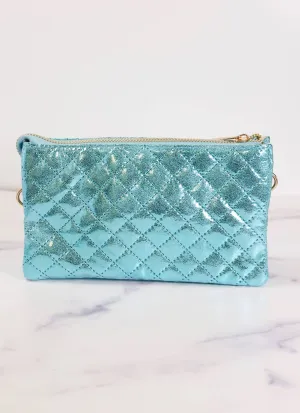Women's Liz 3 Divider Quilted Crossbody Convertible Bag In Aqua Marine Pop