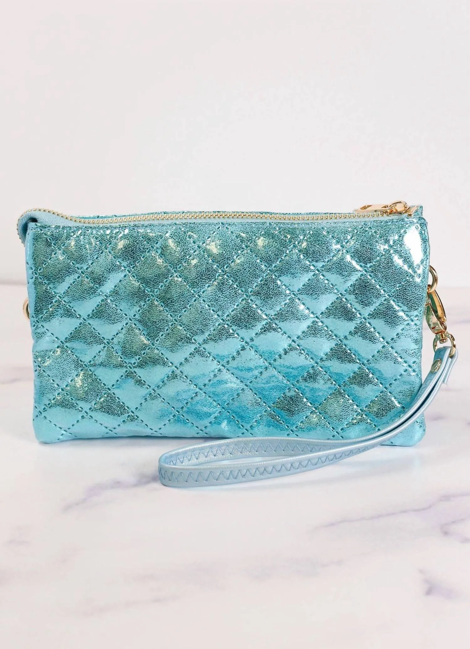 Women's Liz 3 Divider Quilted Crossbody Convertible Bag In Aqua Marine Pop