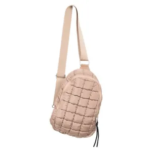 Women's Quilted Sling Bag In Tan