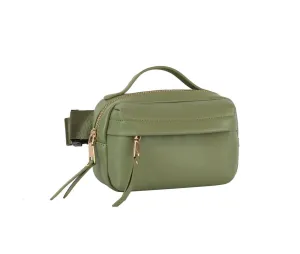 Women's Triple Zip Fanny Pack Belt Bag In Sage