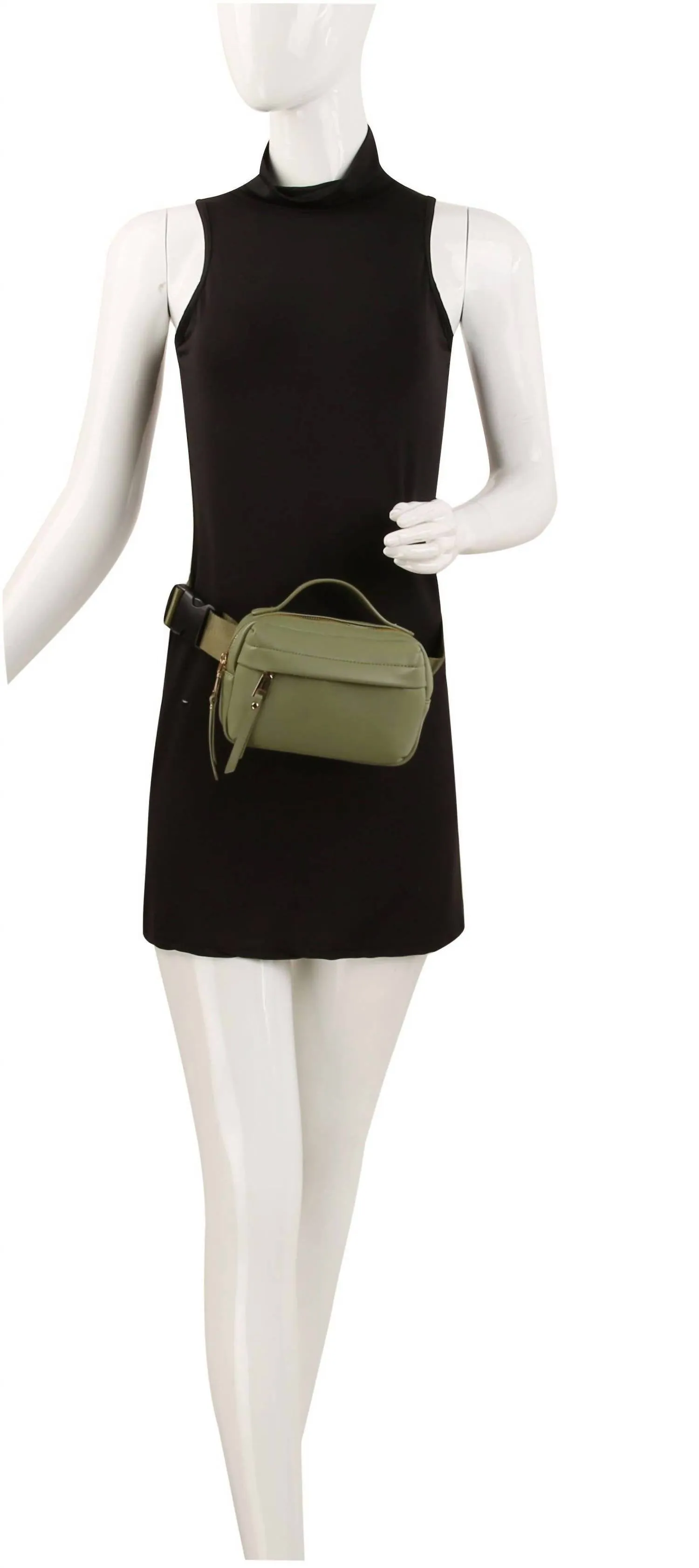Women's Triple Zip Fanny Pack Belt Bag In Sage