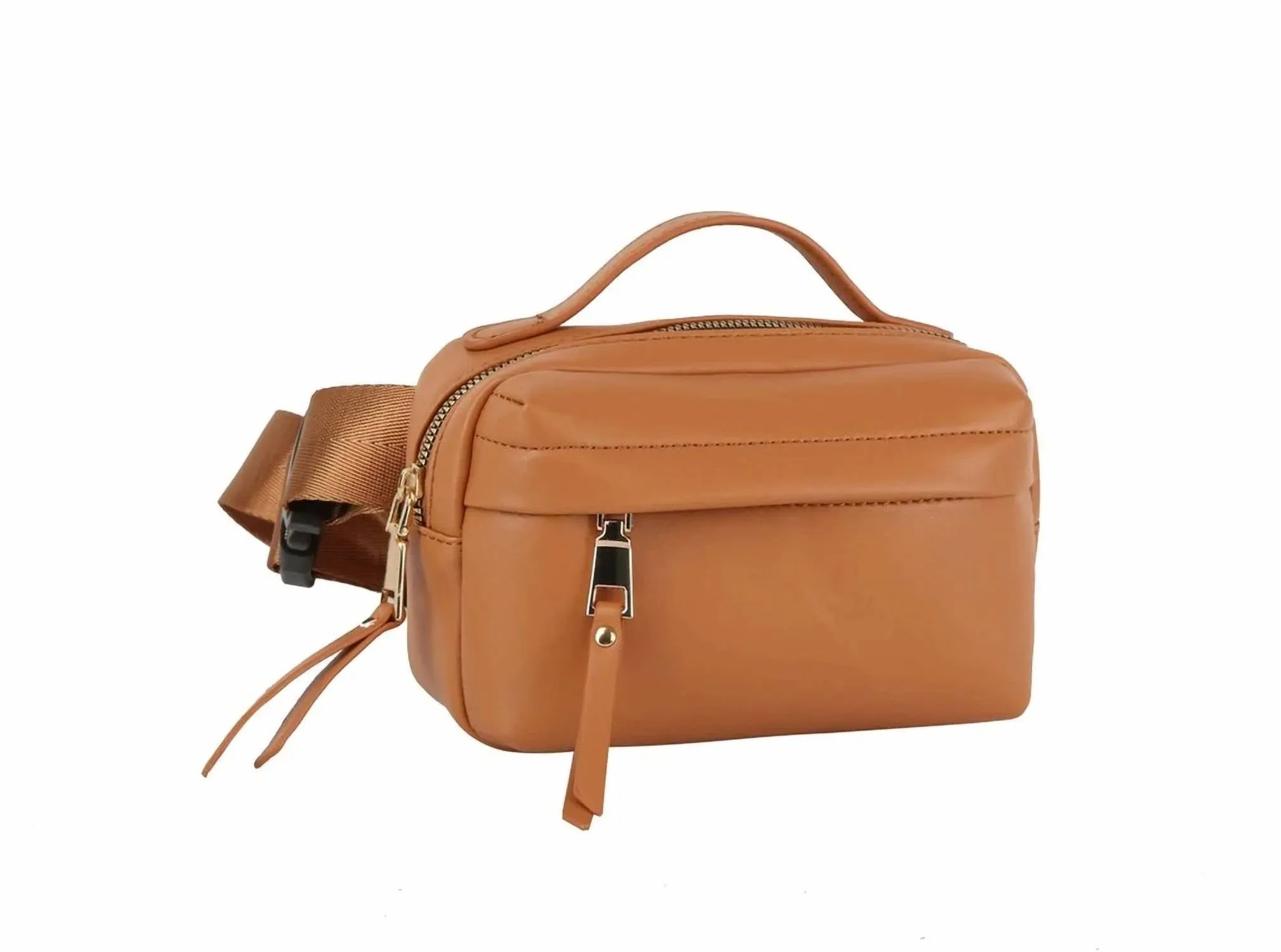 Women's Triple Zip Fanny Pack Belt Bag In Tan