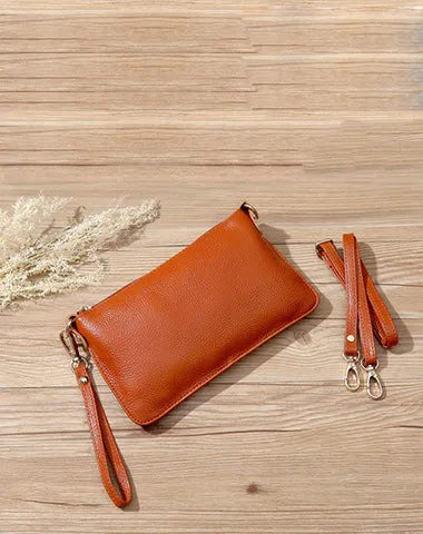 Yellow Leather Wristlet Wallet Womens Small Minimalist Shoulder Purse Zip Crossbody Purse Slim Shoulder Bag for Women