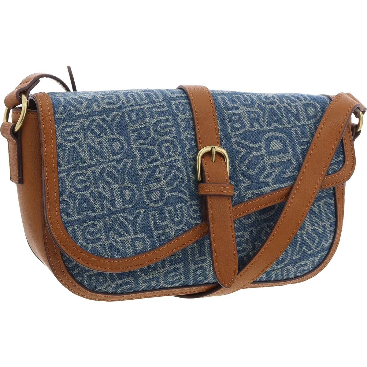 Zena Womens Faux Leather Trim Denim Crossbody Handbag