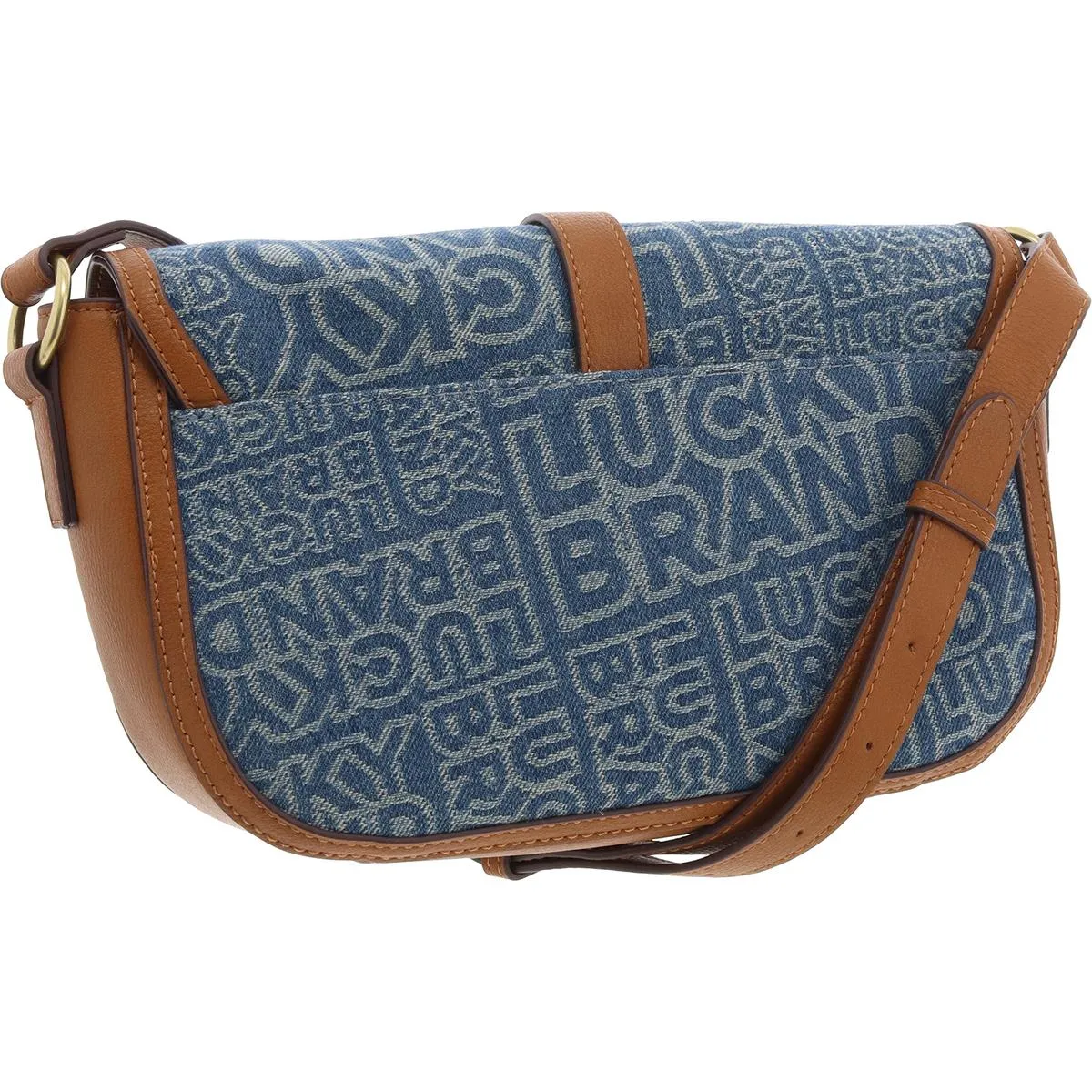 Zena Womens Faux Leather Trim Denim Crossbody Handbag