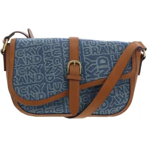 Zena Womens Faux Leather Trim Denim Crossbody Handbag